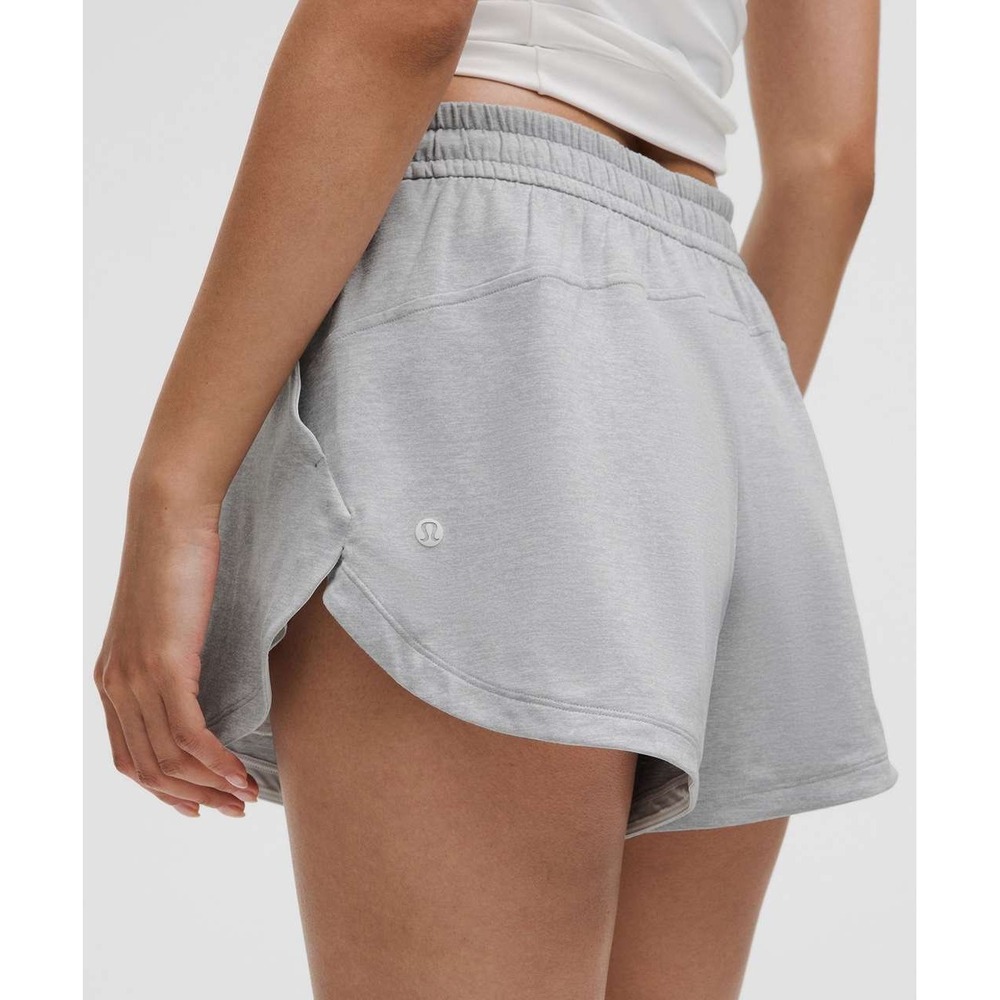 Lululemon Soft Jersey Mid-Rise Women Heathered Gray Athletic Running Shorts XL